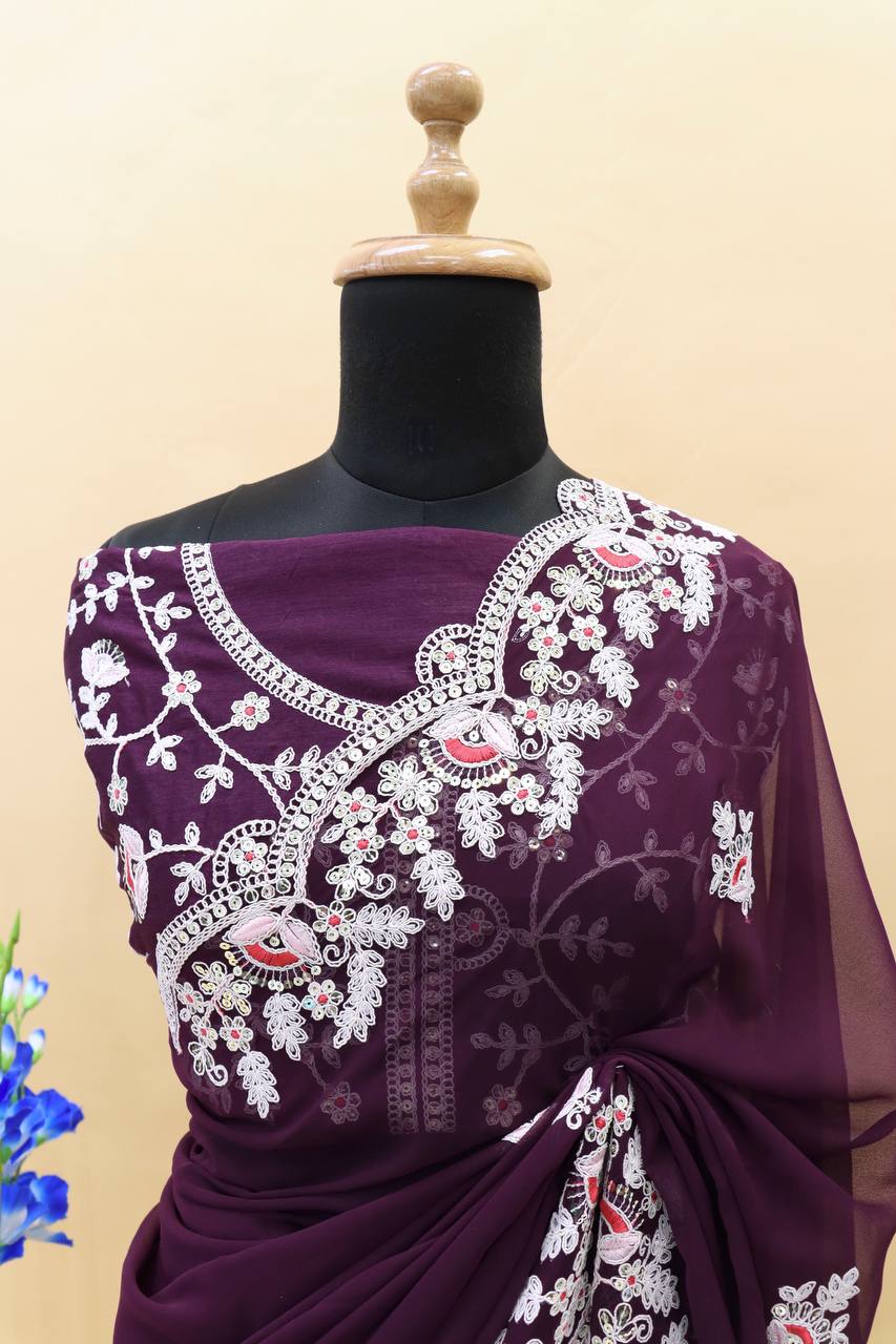 BT 1182 Georgette Embroidery Heavy Wedding Sarees Catalog